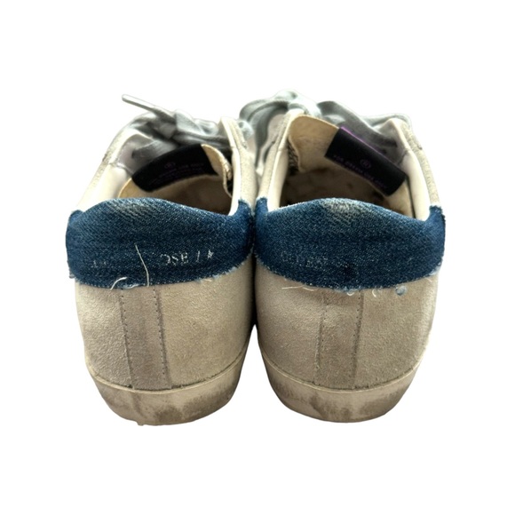 Golden Goose Denim Trimmed Snakeskin Leather Superstar Sneakers Gray Purple - Picture 6 of 11